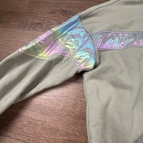 FP Movement by Free People Away We Go Half-Zip Olive NWTS Oversized Iridescent - Picture 14 of 16